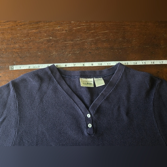 Vintage L.L. Bean Ribbed Long Sleeve Waffle Knit Thermal Women Size Large - Picture 6 of 8